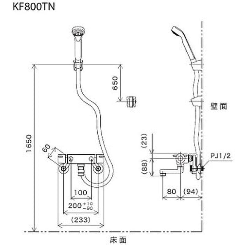 KF800TN サーモスタット式シャワー KF800Tシリーズ 洗い場専用水栓 80mmパイプ付 1個 KVK 【通販モノタロウ】