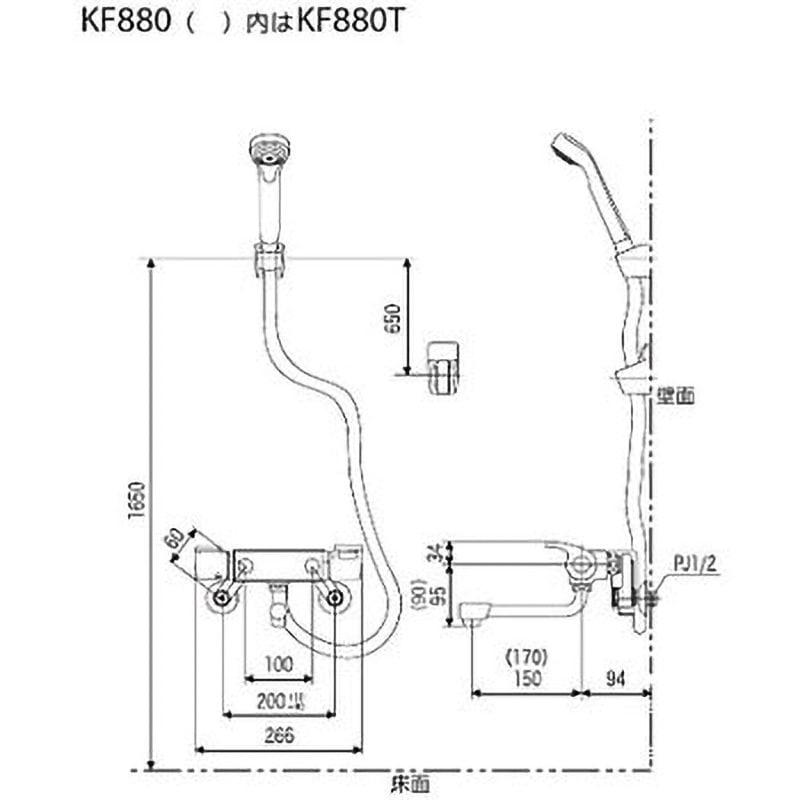 KF880T サーモスタット式シャワー KF880Tシリーズ KVK 吐水口長 KF880T サーモスタット式シャワー KF880Tシリーズ KVK 吐水口長