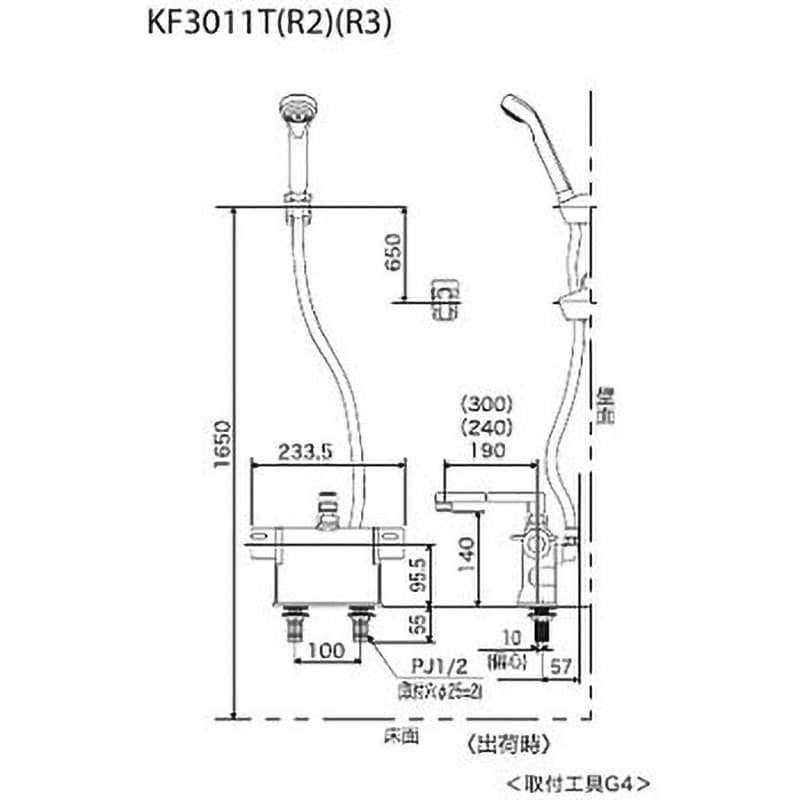 KF3011TS2 デッキ形サーモスタット式シャワー KF3011Tシリーズ フルメッキワンストップシャワーヘッド付 1個 KVK 【通販モノタロウ】