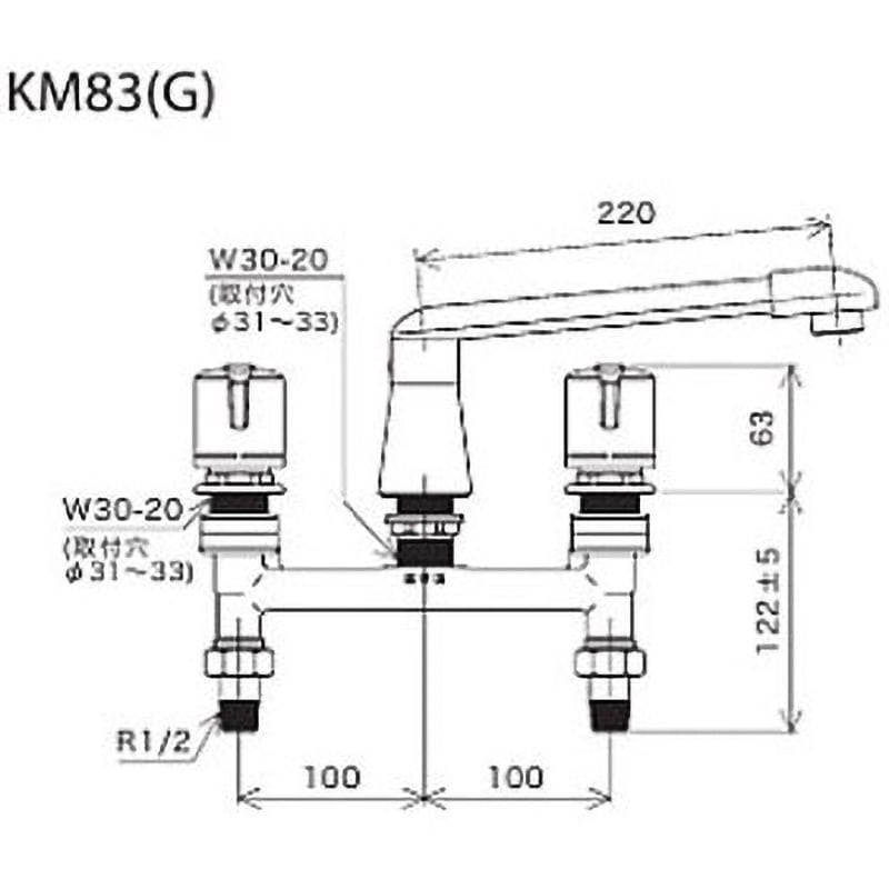 KM83 2ハンドル混合栓 KM83 1個 KVK 【通販モノタロウ】