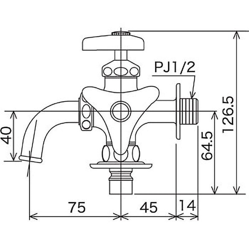 二口横水栓(ツバ付ワンタッチニップル付) KVK 洗濯機用水栓 【通販