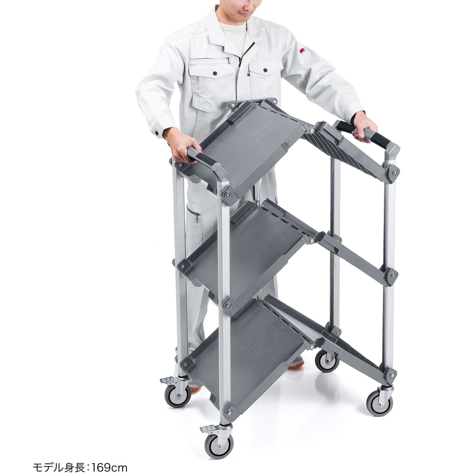 CART-FA1GY カート サンワサプライ 3段 ストッパーあり 幅800mm奥行