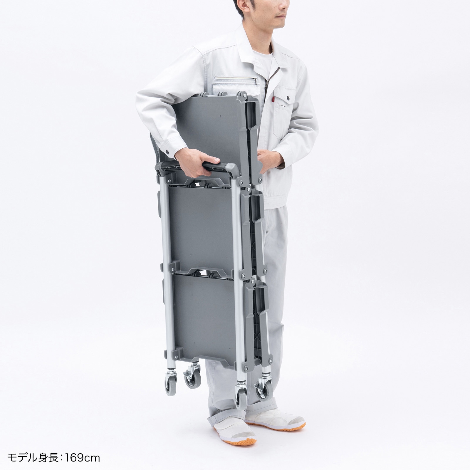 CART-FA2GY カート サンワサプライ 3段 ストッパーあり シルバー色 幅