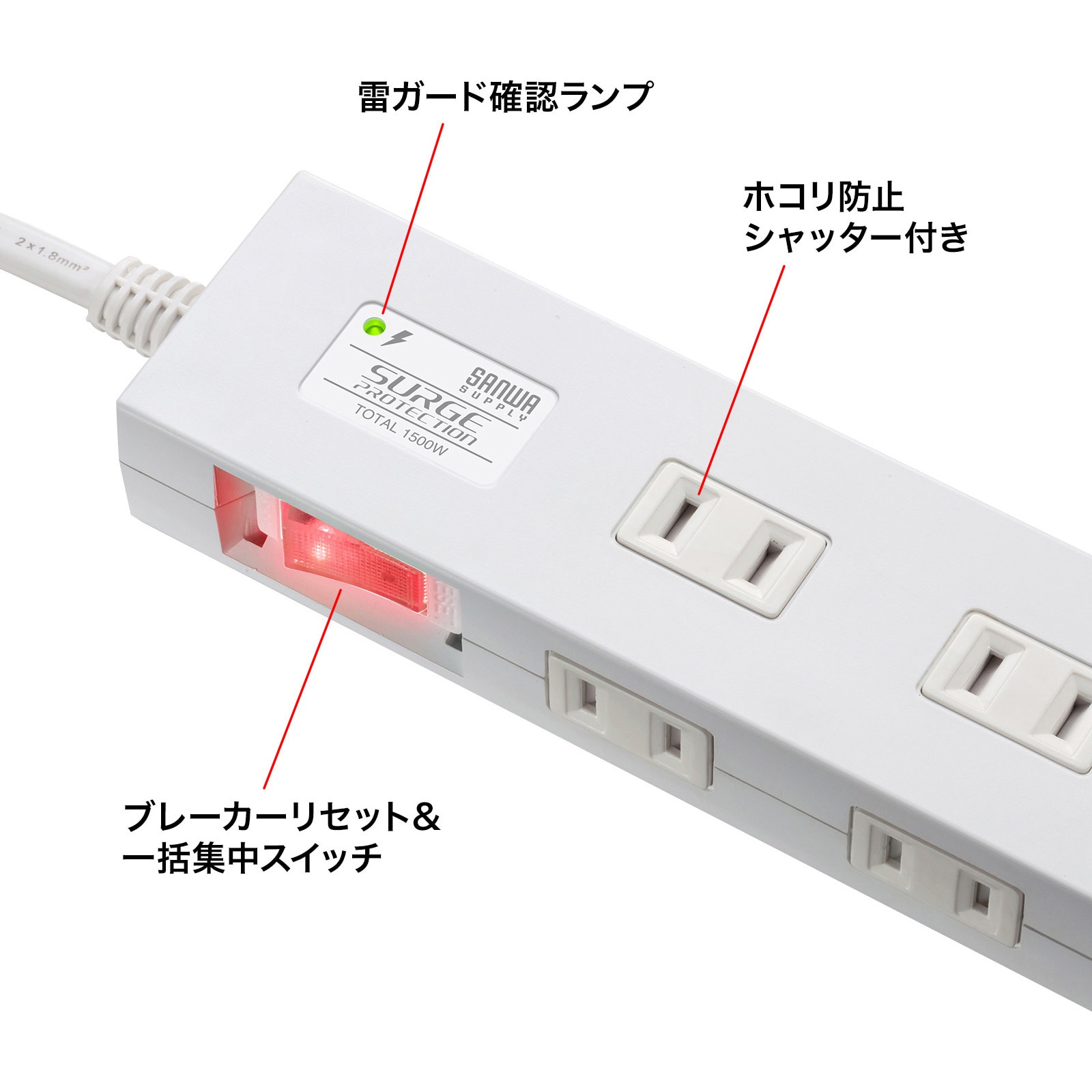 TAP-SP2110N-1W 電源タップ サンワサプライ 2P 一括集中スイッチ