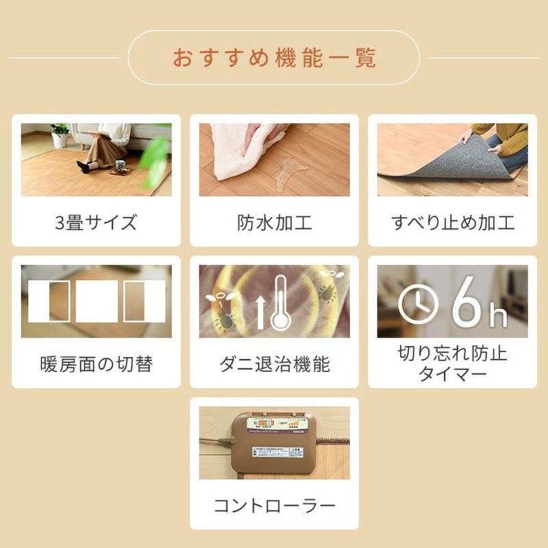 YZC-308FL(DBR) フローリング調ホットカーペット 1枚 YAMAZEN(山善