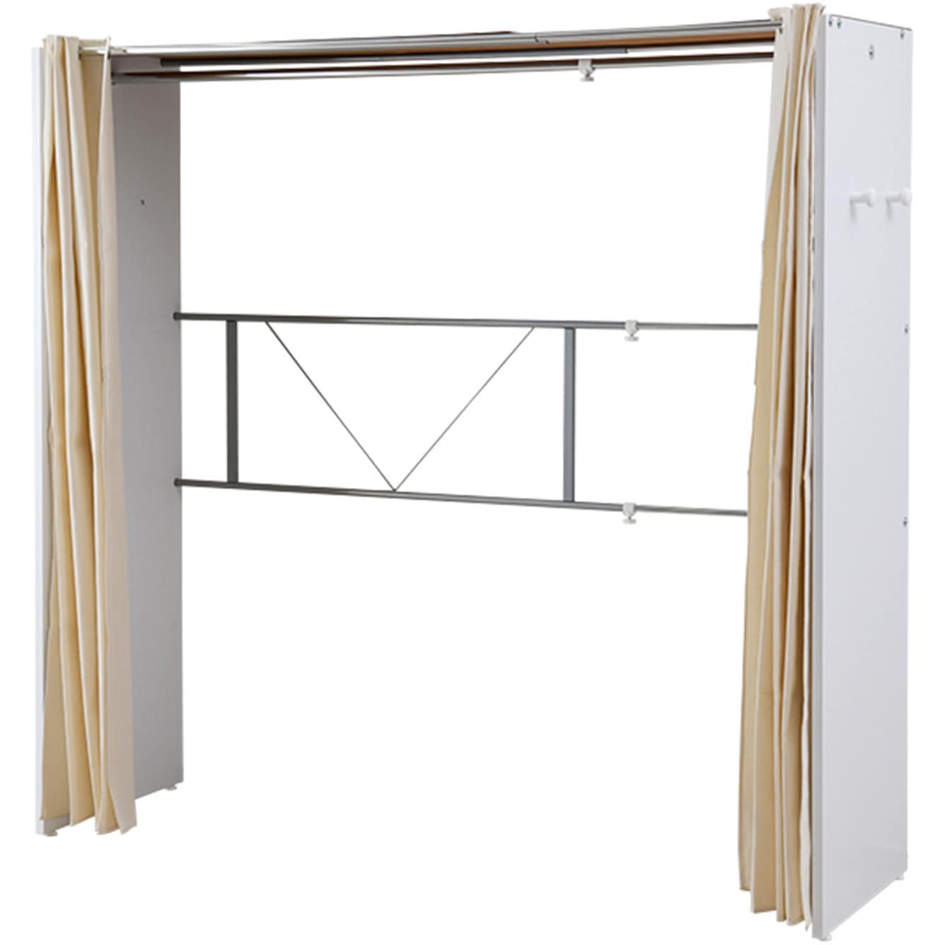 CWH-200(WH) カバー付き 木製ワイドハンガーラック YAMAZEN(山善) 無地