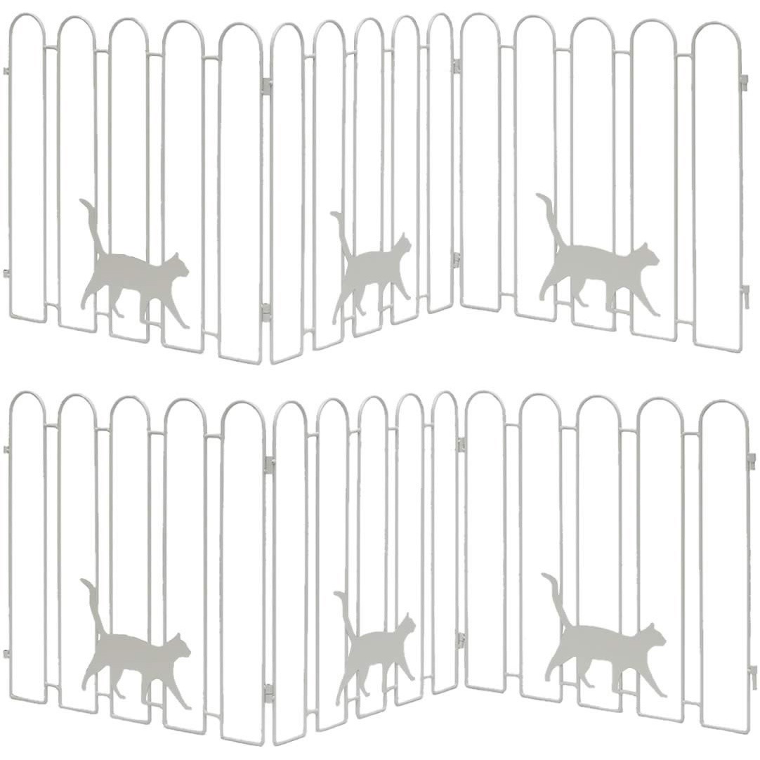 NK120-2P-WHT 折り畳めるアイアンフェンス(猫3連)2枚 住まいスタイル 1セット NK120-2P-WHT