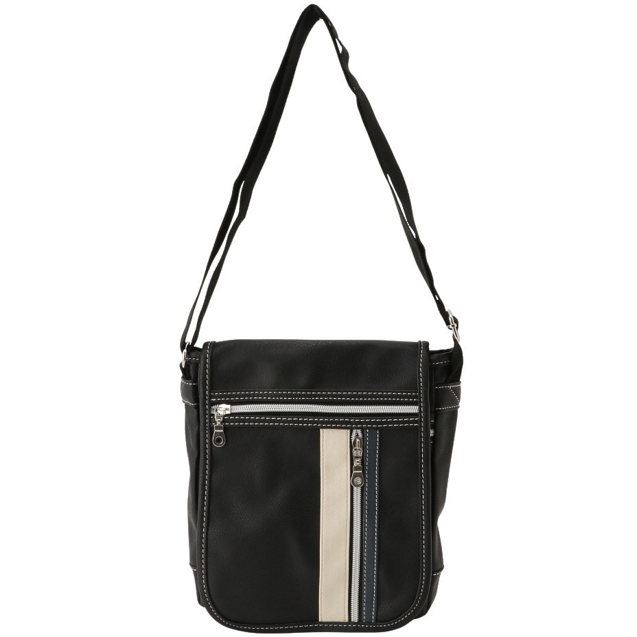 黒い合成皮革ショルダーバッグ ブラック合成皮革ショルダーバッグ