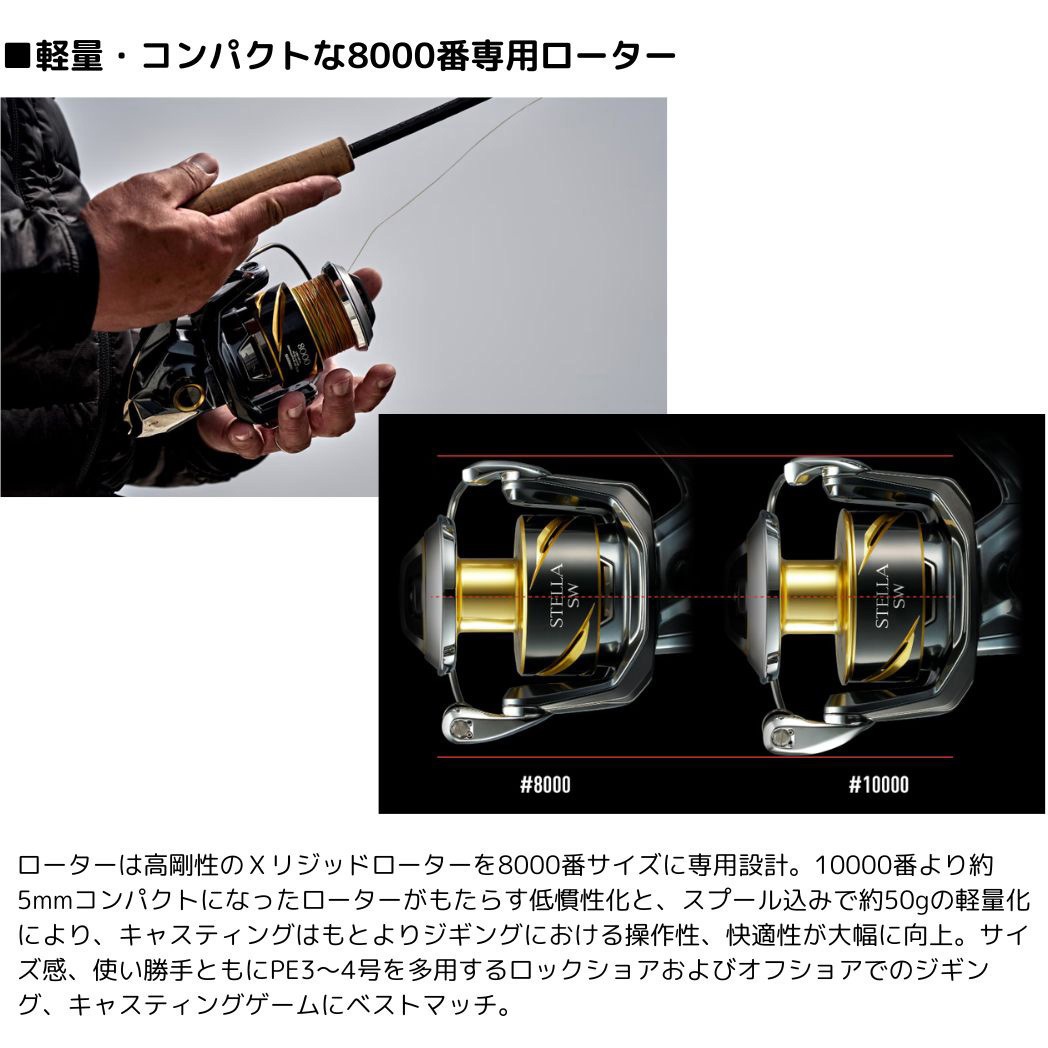 8000PG 25 ステラ SW SHIMANO(シマノ) 自重635g ストローク22mm 8000PG
