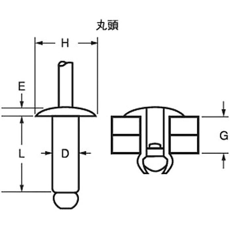 AA-612 アルミ - アルミブラインドリベットAA(生地)(小箱) 1箱(500個