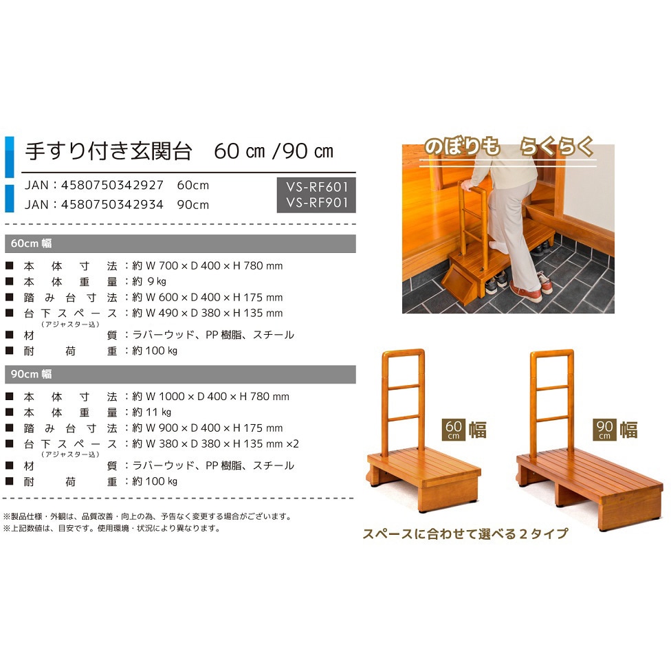 VS-RF601 手すり付玄関台 1台 ベルソス 【通販モノタロウ】