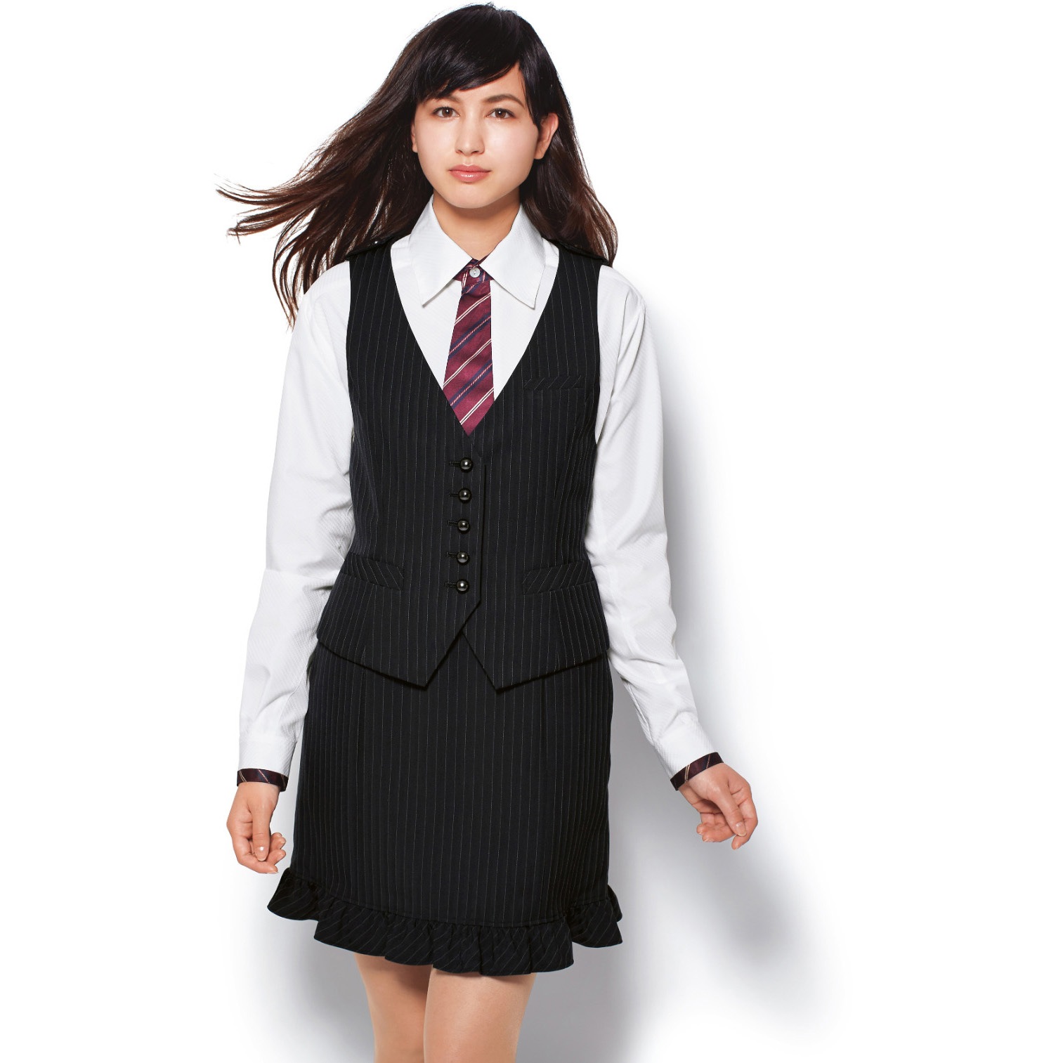 AAV216 AMUS-NET ベスト カーシーカシマ 女性 エレガントストライプ ブラック色 サイズSS  AAV216