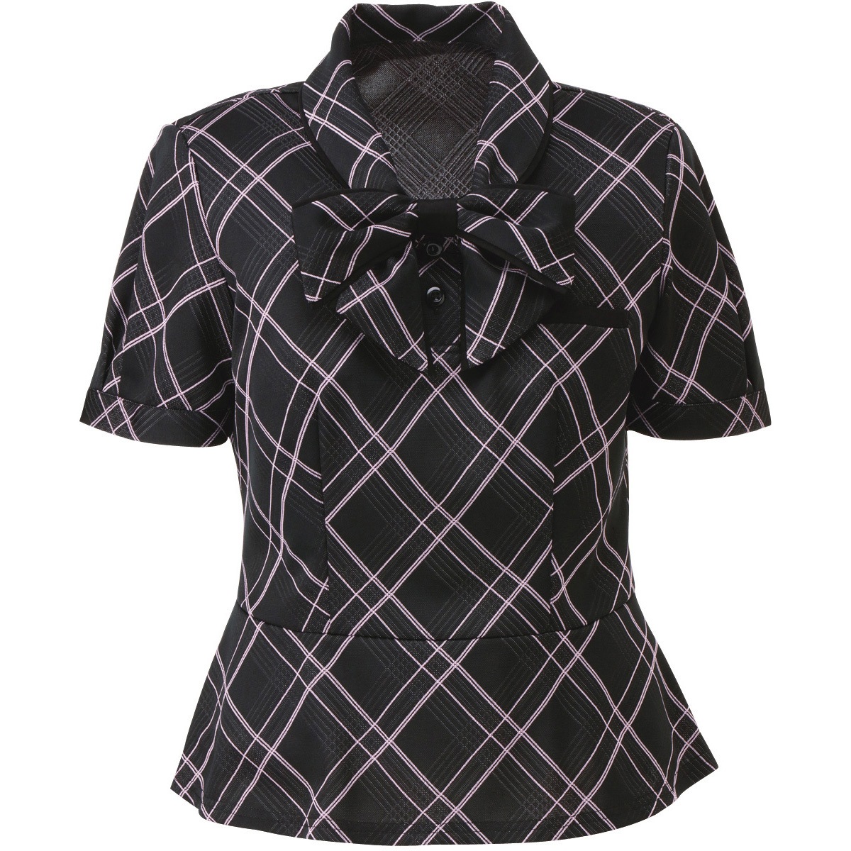 ESP451 ENJOY ポロシャツ カーシーカシマ ブラックチェック色 サイズS  ESP451