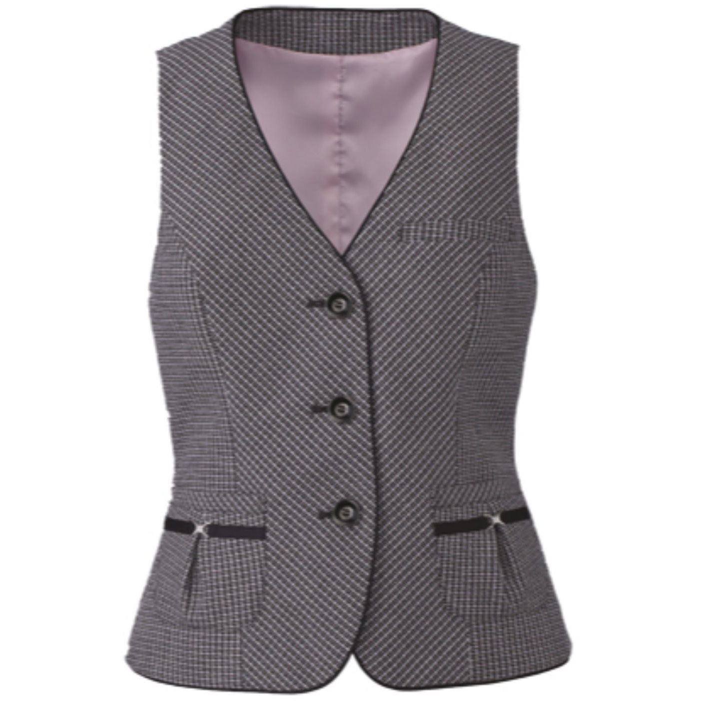 EAV531 ENJOY ベスト カーシーカシマ 女性 グラフツイードチェック ブラック×ピンクチェック色   EAV531