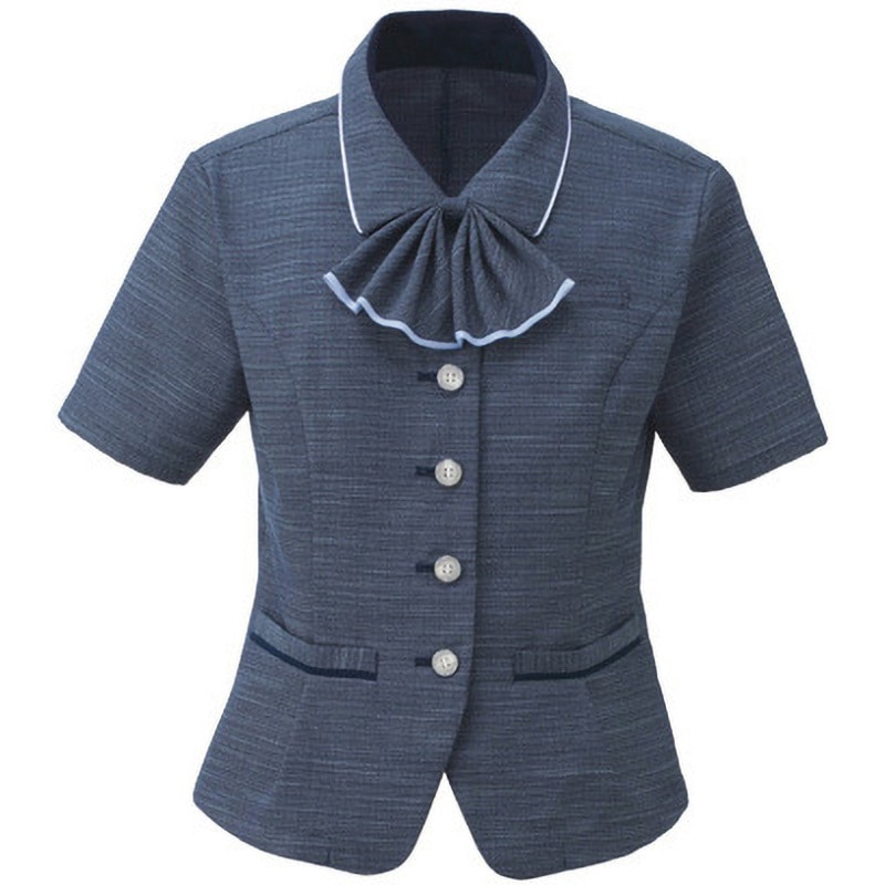 ESA618 ENJOY オーバーブラウス カーシーカシマ 女性 ポイント カラー ツイード ブラック色 サイズ(号)11 ESA618