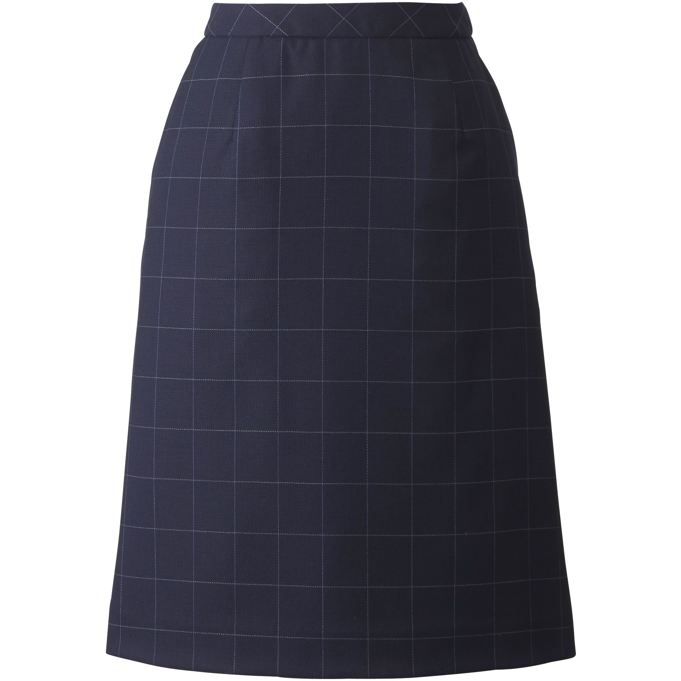 ESS741 ENJOY Aラインスカート カーシーカシマ アイス ウール ウインドペーン ネイビーチェック色   ESS741