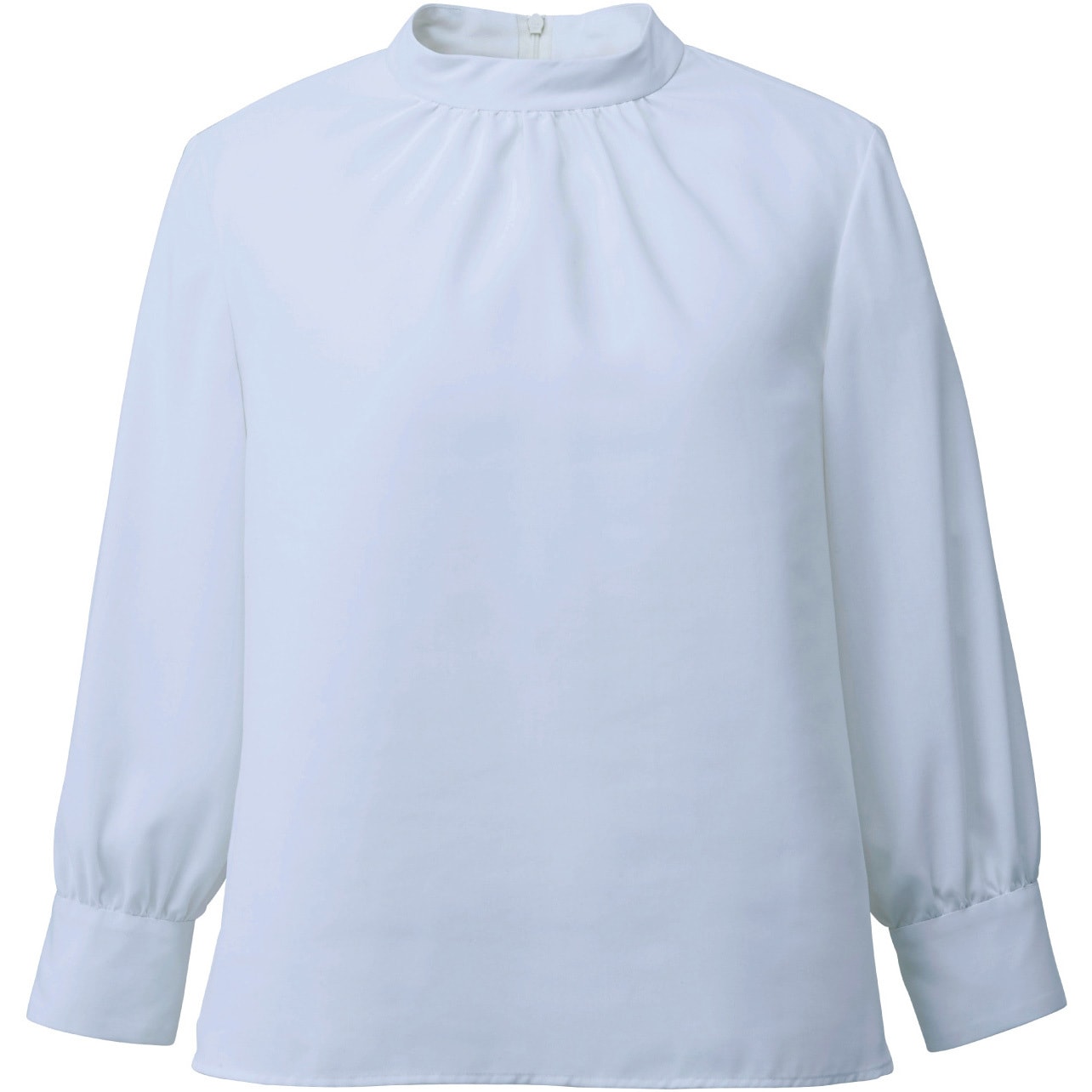 EWB755 ENJOY スタンドギャザー八分袖ブラウス カーシーカシマ 女性 エッグベールブロード サックス色 サイズ(号)5  EWB755