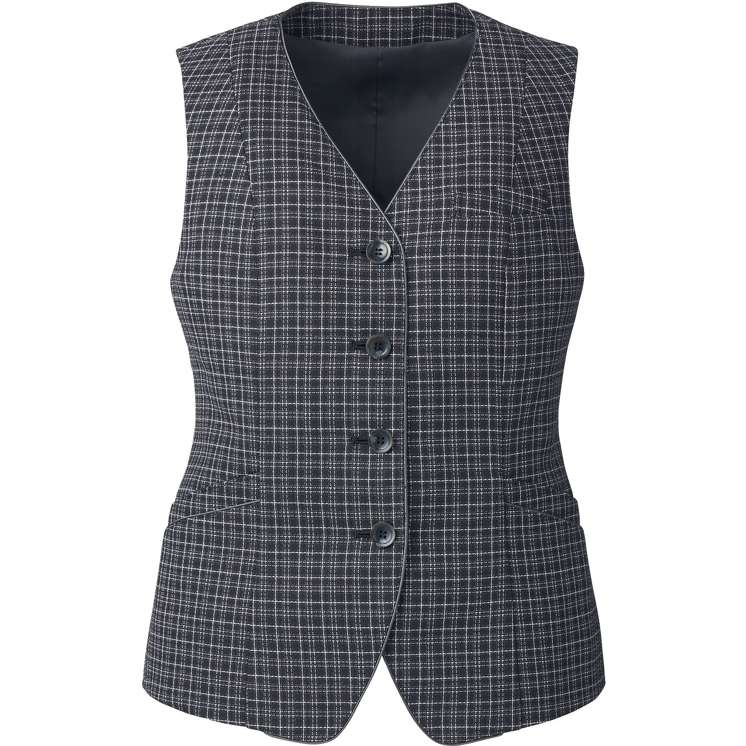 EAV825 ENJOY ベスト カーシーカシマ ニュートラル チェック ブラックチェック色   EAV825