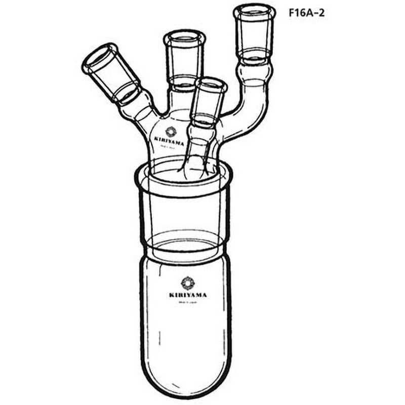 F16A-2-1 四ッ口ジョイント付円筒フラスコ 桐山製作所 100mL