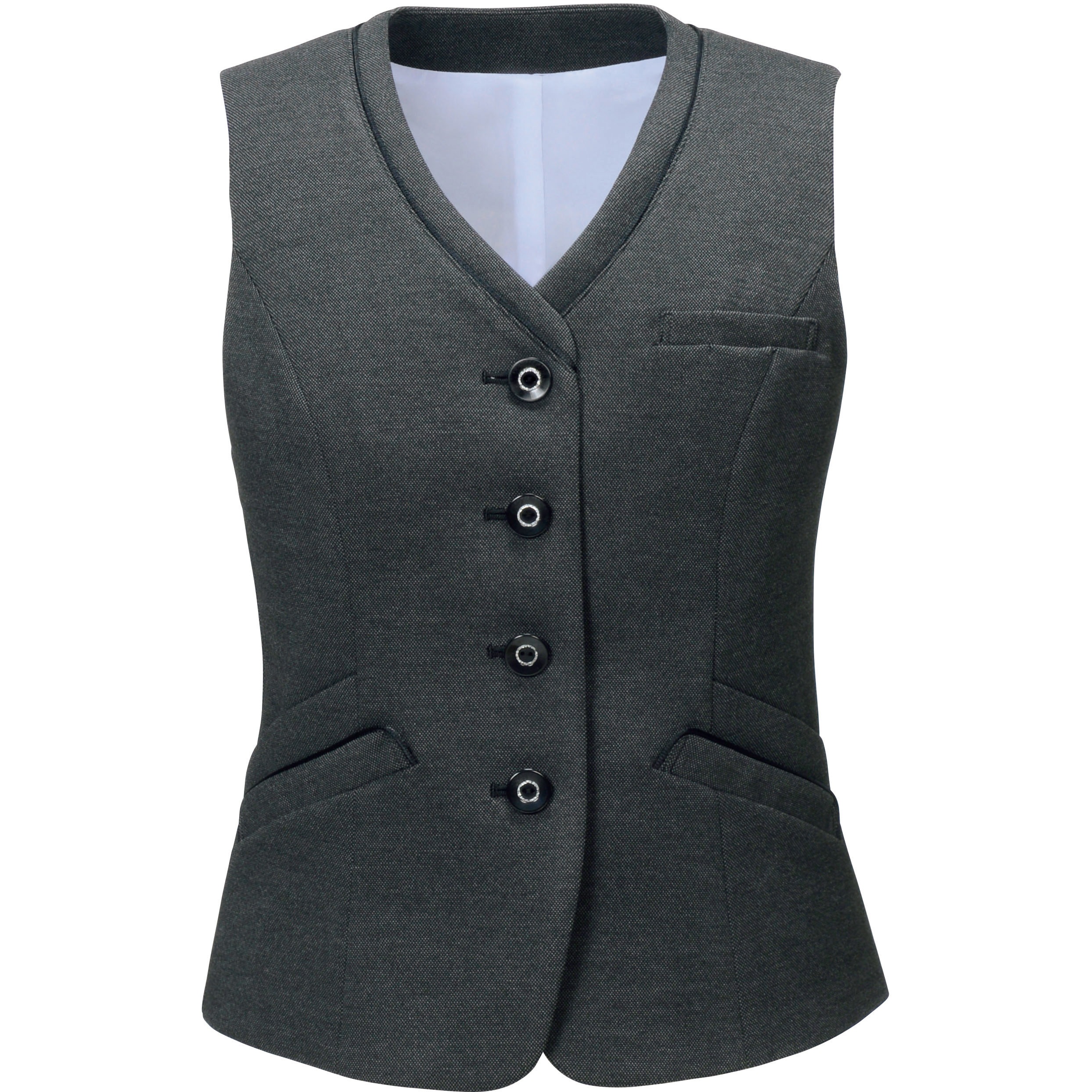 EAV856 ENJOY ベスト カーシーカシマ バーズ アイ ニット チャコールグレー色   EAV856