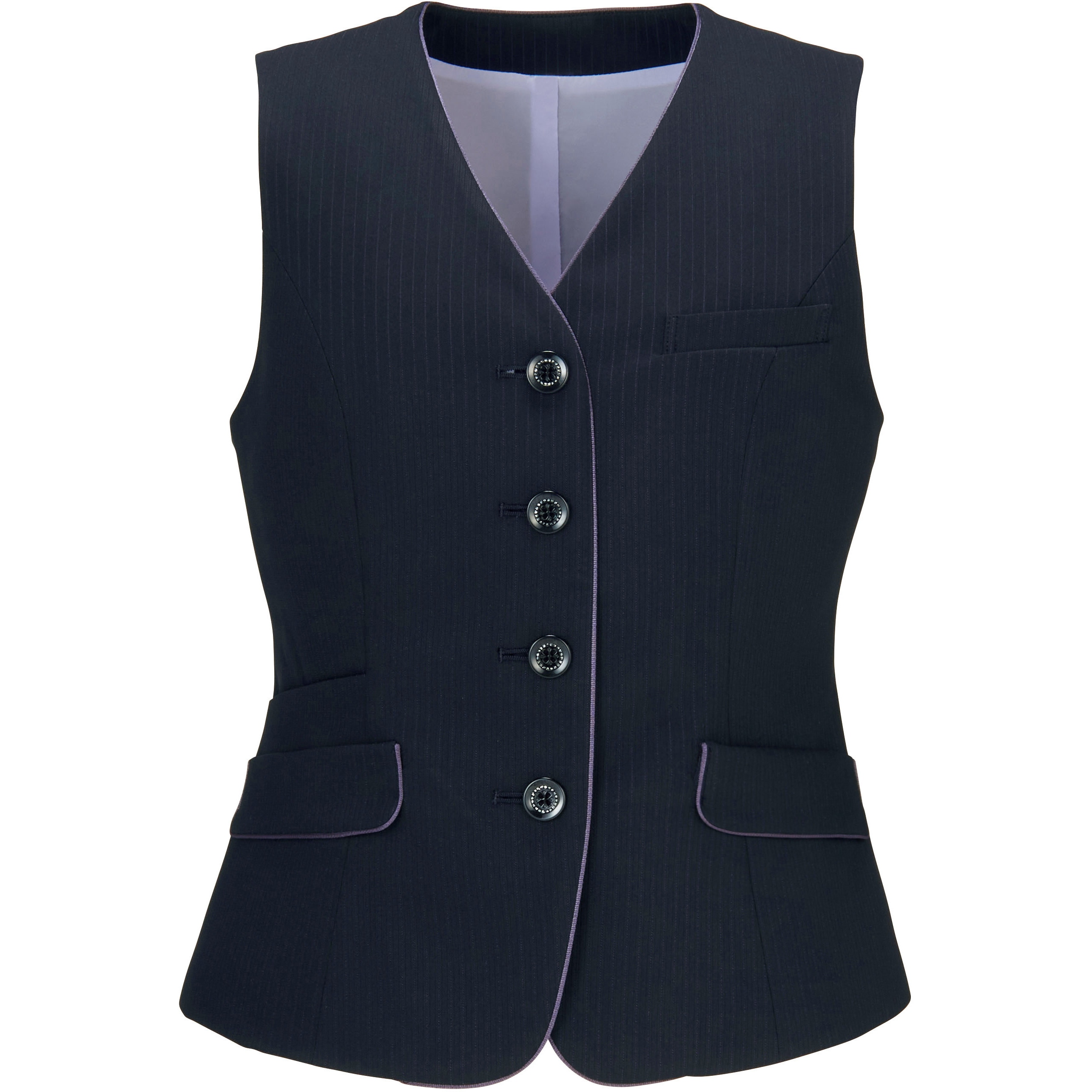 EAV866 ENJOY ベスト カーシーカシマ シャドー スモール ストライプ ネイビーストライプ色   EAV866