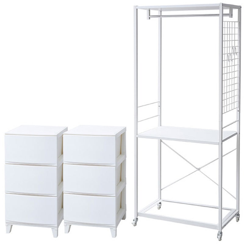 RSH-2S(GWH/IV) ハンガーラックチェスト 1セット YAMAZEN(山善) 【通販モノタロウ】