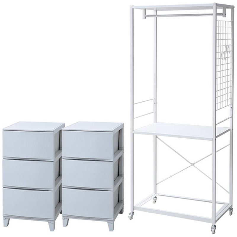 RSH-2S(GWH/GY) ハンガーラックチェスト 1セット YAMAZEN(山善) 【通販モノタロウ】