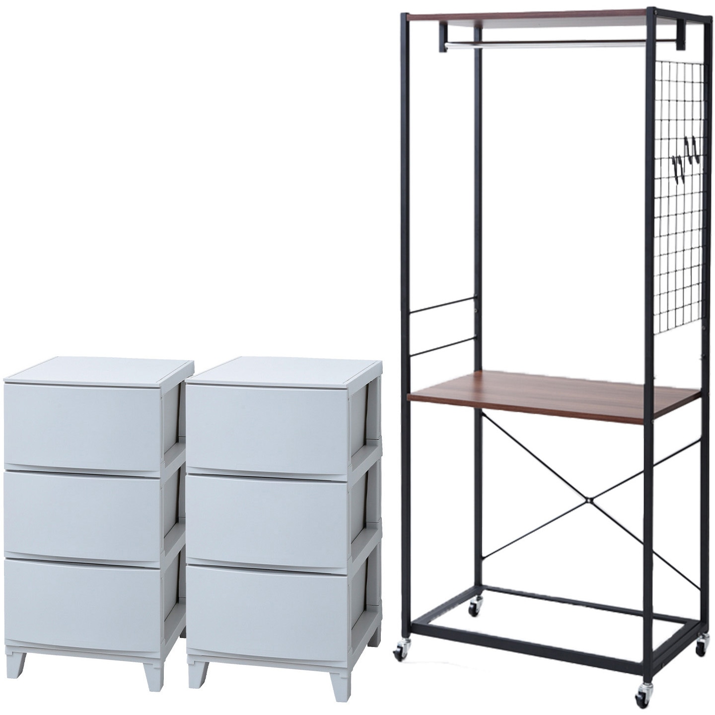 RSH-2S(WL/GY) ハンガーラックチェスト 1セット YAMAZEN(山善) 【通販モノタロウ】