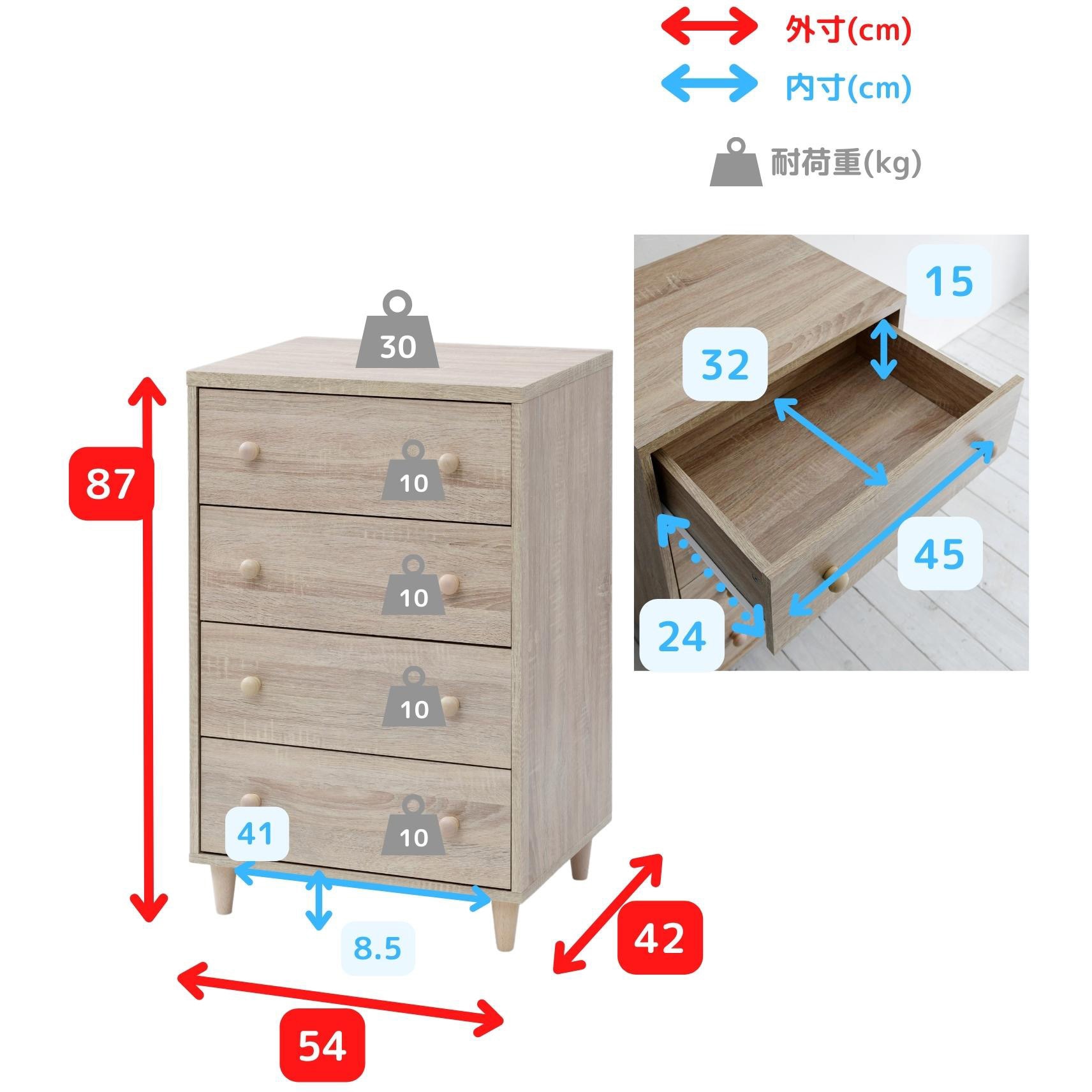 青色木製クラシックチェスト 4段 天然木 ミニ チェスト 幅60cm 引出し 4段 アンティーク レトロ