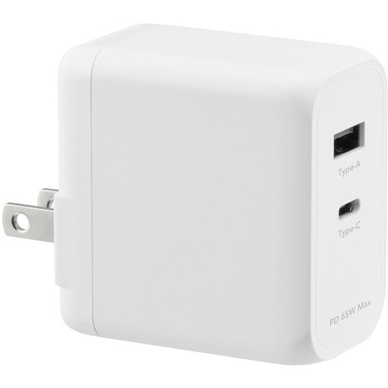 GH-ACU2GC-WH USB-AC充電器 2ポート GaN PD 65W グリーンハウス
