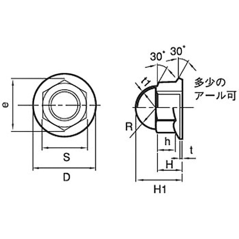 M6 フランジ袋ナットセレート付き(ステンレス/ブラック)(小箱) 大阪魂 メートル並目 呼びM6 1箱(1000個)