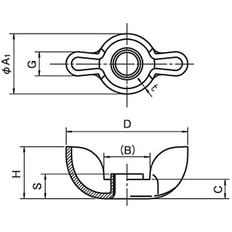 M6 プレス蝶ナット(高形)(ステンレス/ブラック)(小箱) 大阪魂 呼びM6 1箱(250個)