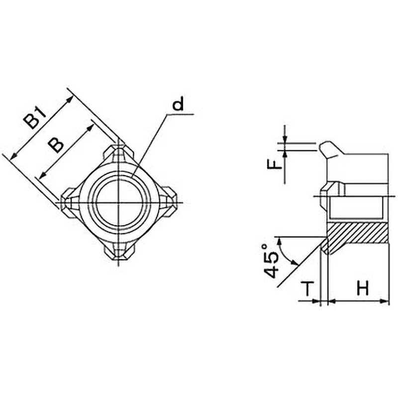 3/8 四角ウエルドナット1D形(パイロット無し)(ウィット)(鉄/亜鉛黒)(小箱) 大阪魂 ねじの呼びW3/8 1箱(400個)