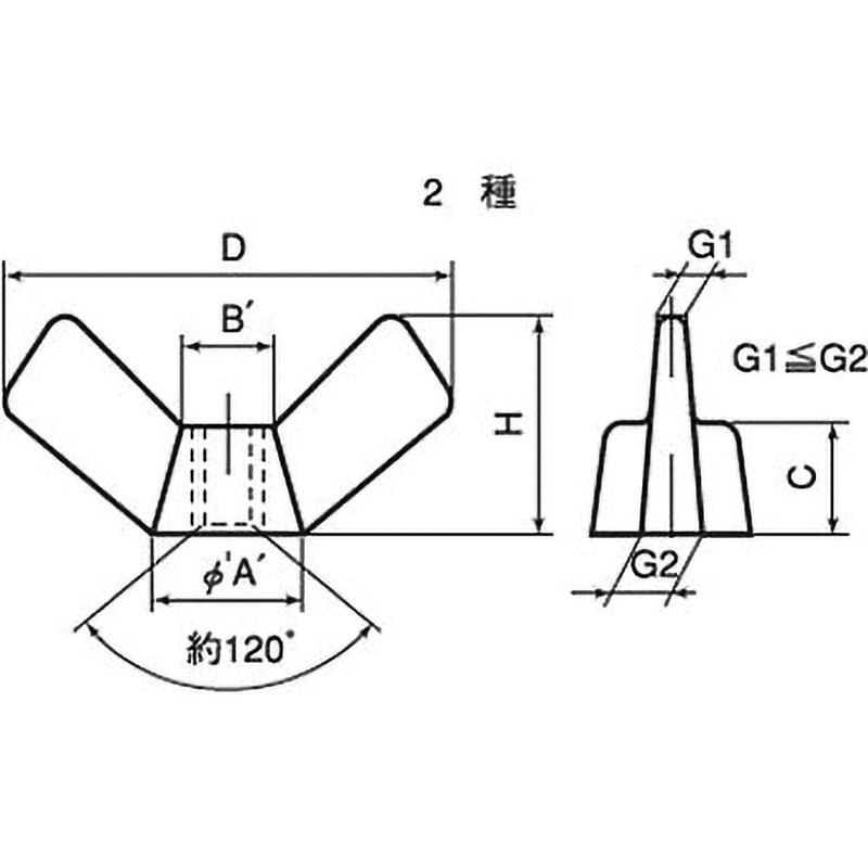 M6 冷間蝶ナット(Hタイプ)(鉄/3価ブラック)(小箱) 大阪魂 呼びM6 1箱(450個)