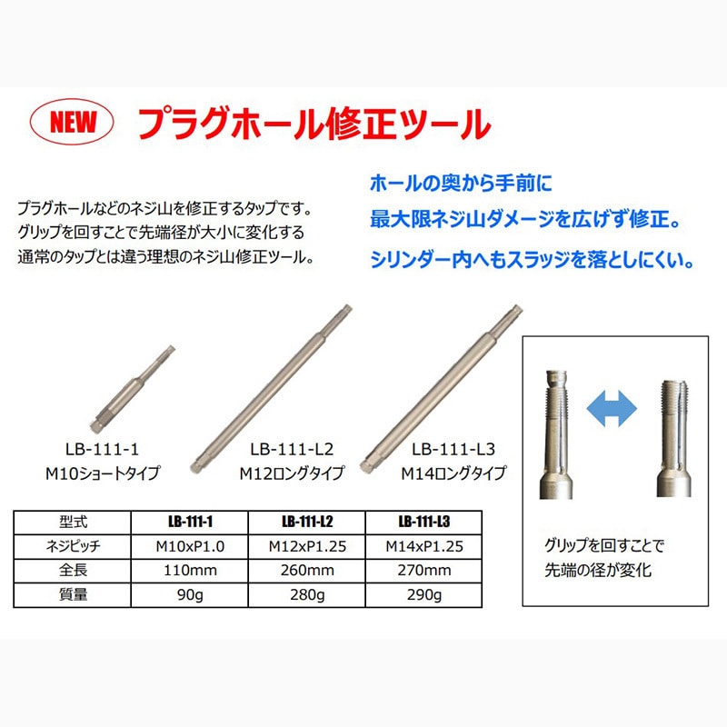 LB-111-1 プラグホール修正ツール 日平機器 全長110mm LB-111-1 - 【通販モノタロウ】