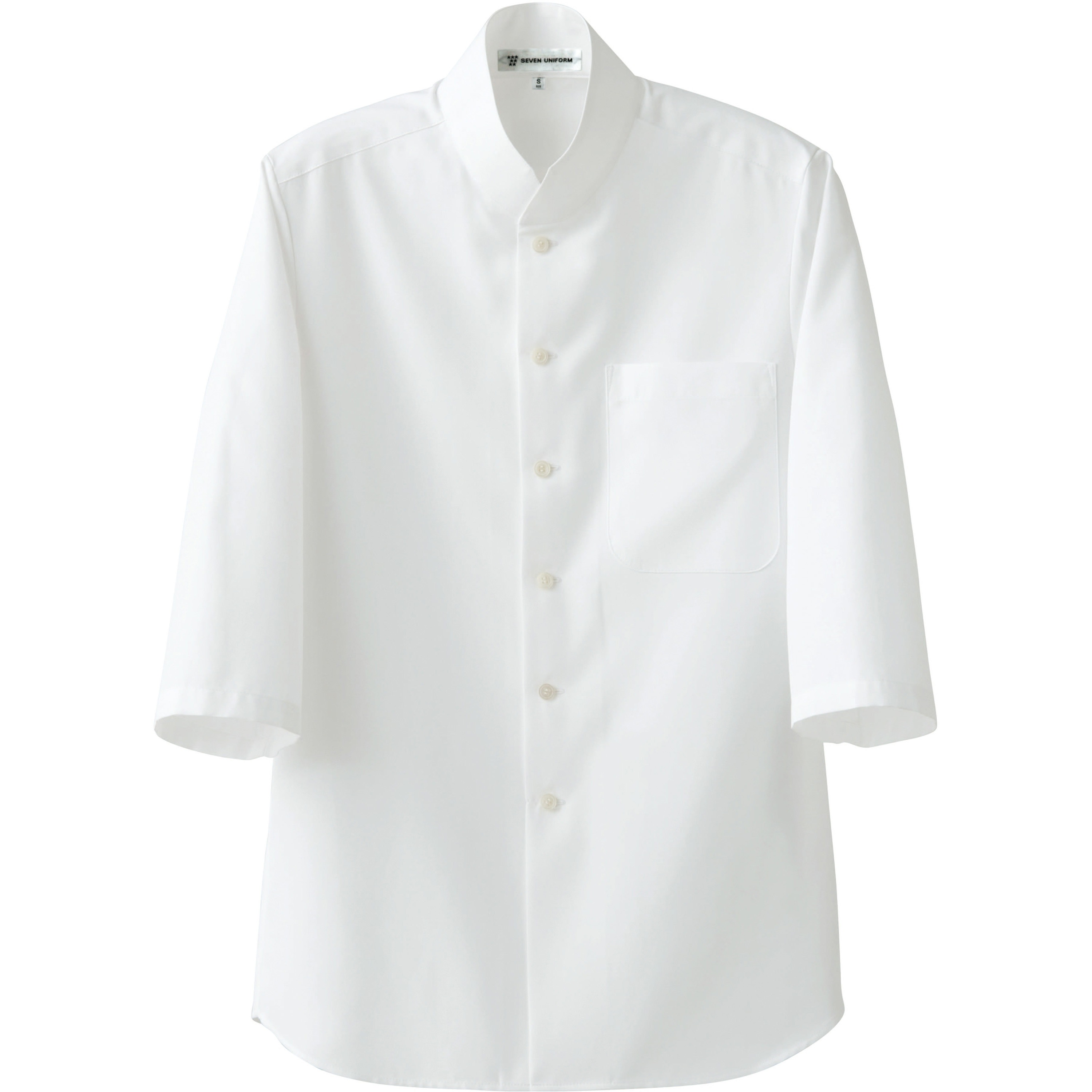 BA1077-0 男女兼用7分袖シャツコート BA1077 セブンユニフォーム ホワイト色 サイズM