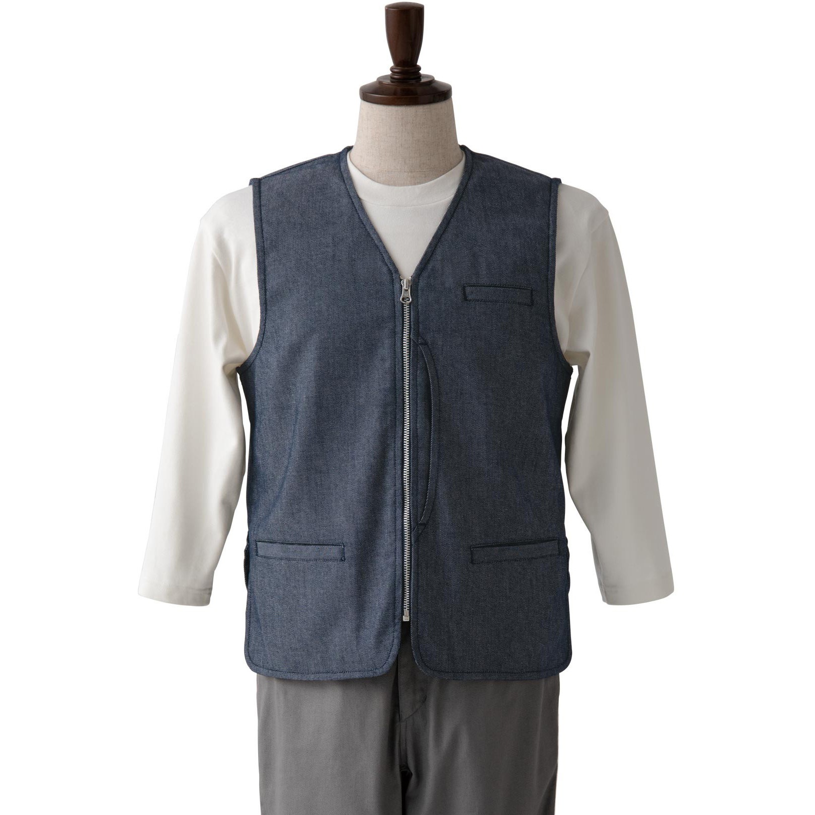 CJ4340-1 男女兼用ベスト CJ4340 セブンユニフォーム インディゴ色 サイズS