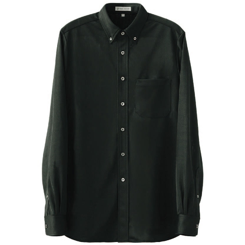 CH4495-8 男女兼用長袖ニットボタンダウンシャツ CH4495 セブンユニフォーム 防臭 混率(%):ポリエステル100[鹿の子] チャコール色 S着丈71cm