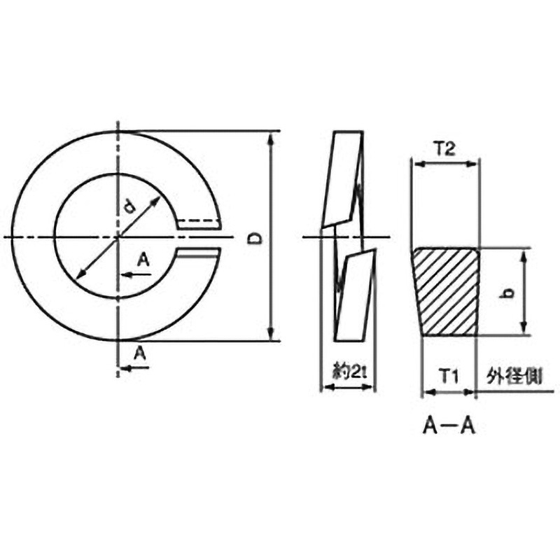 M2.6 ばね座金(スプリングワッシャー)2号(リン青銅/クローム)(小箱) 大阪魂 呼び寸法M2.6厚さ(最小)0.6mm 1箱(5000個)