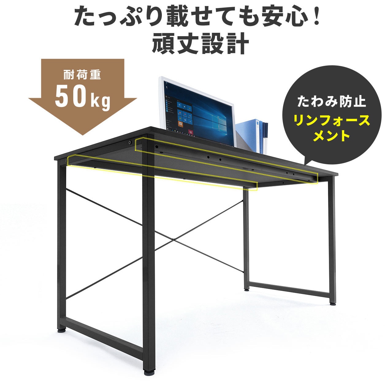 サンワダイレクト パソコンデスク 幅140×奥行60cm モニターアーム対応 机 ブラック 100-DESKF005BK3 サンワダイレクト本店 サンワサプライ【オフィス・PC周辺通販】