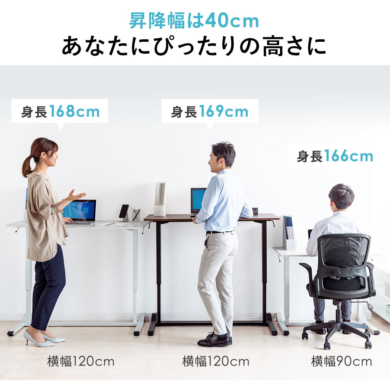 サンワダイレクト 昇降デスク ガス圧 100-ERD008M スタンディング