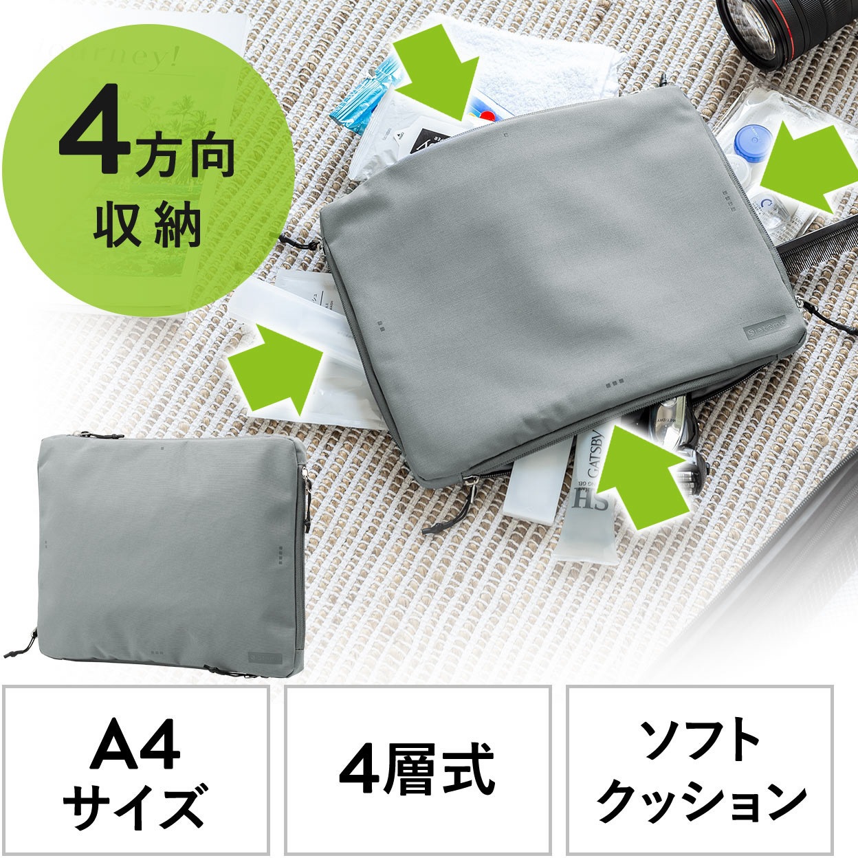 国内配送【セザンヌ】コットン ポーチ 大中小 トリオ 3セット 別注】＜OSAJI×CITEN＞立体ポーチセット（ポーチ・ネイルカラー