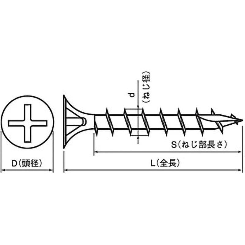 M4.8×90×63 (+)(カット付き)コーススレッドラッパ(鉄/3価ホワイト)(小