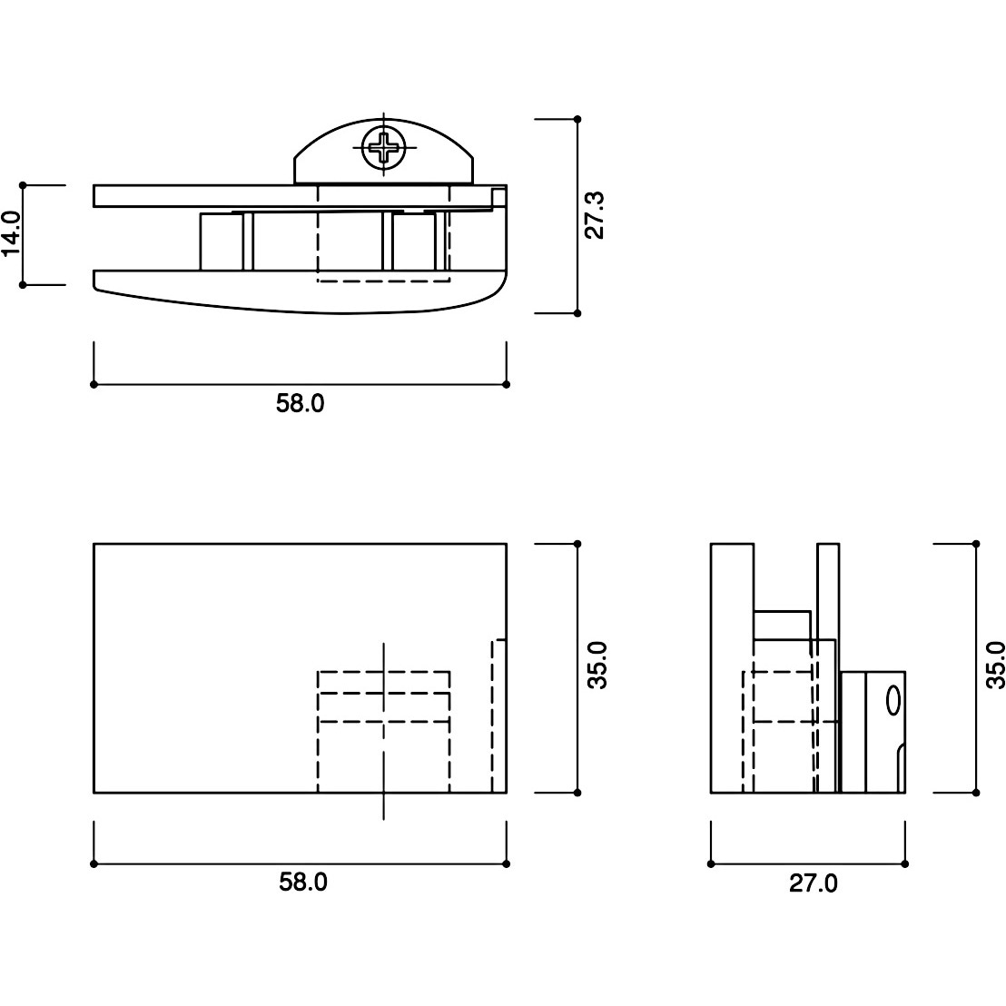 GH-RF-2000M 開きガラス扉用ヒンジ 上下ペア 1組 CLOVER(クローバ) 【通販モノタロウ】