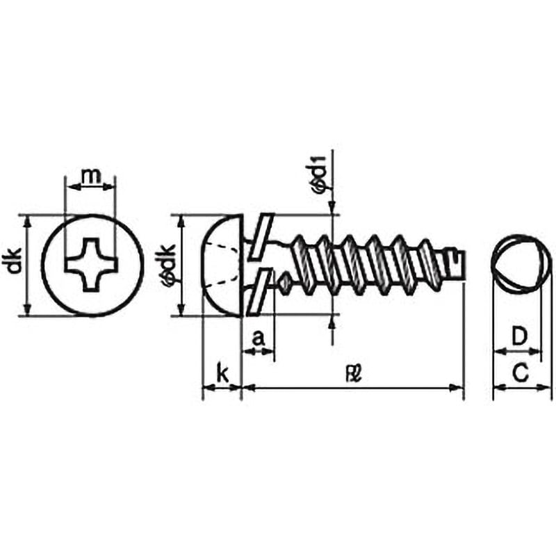 M2.6×8 タップタイプ(+)BタイプナベP=2(SW組込)(鉄/ユニクロ)(小箱) 大阪魂 十字穴番号1 ねじの呼びM2.6長さ8mm 1箱(3000個)
