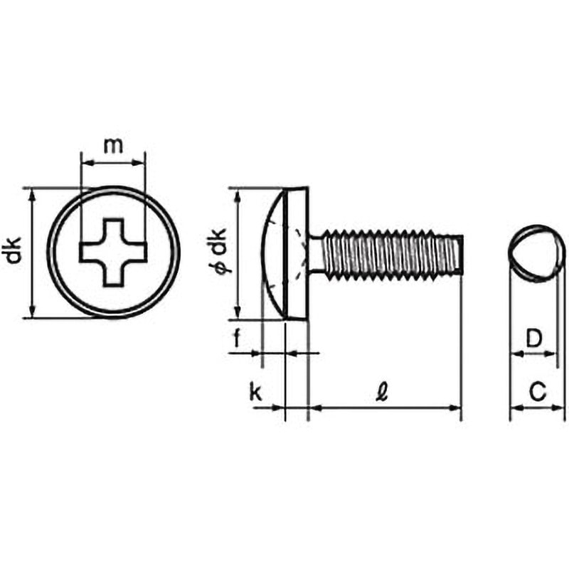 M3×6 (+)Cタイプバインド(鉄/ユニクロ)(小箱) 大阪魂 十字穴番号2 呼びM3長さ6mm 1箱(5000個)