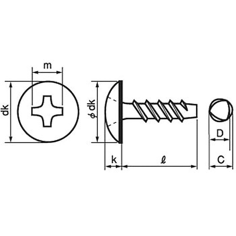 M4×8 (+)Pタイプトラス(ステンレス/ブラック)(小箱) 大阪魂 十字穴番号2 呼びM4長さ8mm 1箱(1000個)