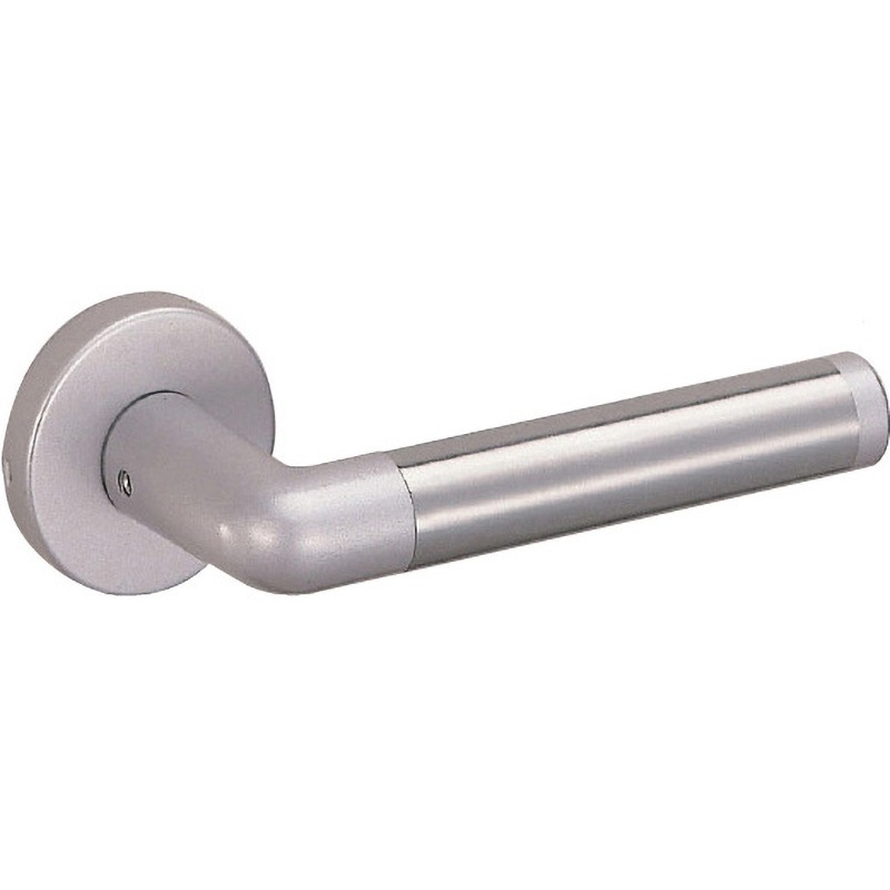 SL-48-R-GF-シルバー レバーハンドル SL-48 ダリ シルバー塗装 GF空錠付(丸座) シロクマ 屋内用 適合扉厚30～43mm 1セット