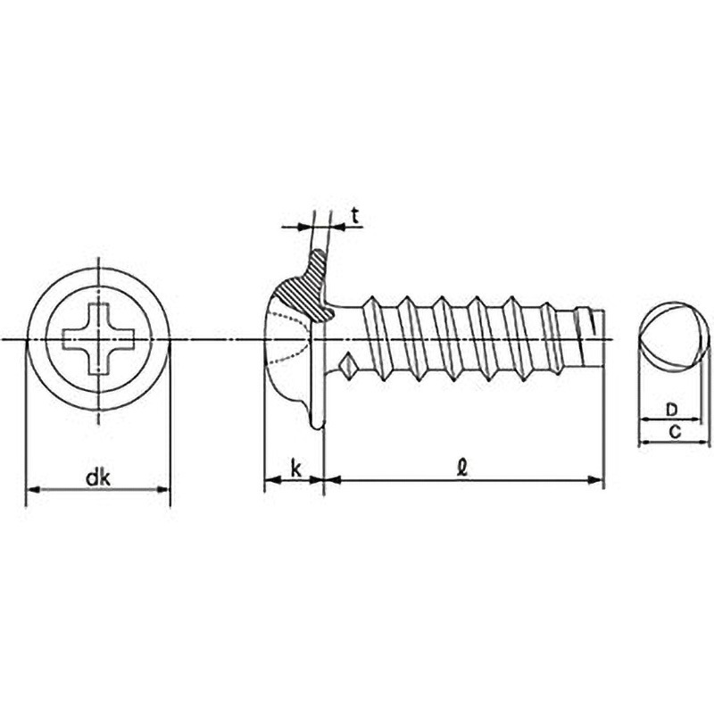 M3×16 (+)SP座付きねじBタイプ(鉄/ノンクロームホワイト)(小箱) 大阪魂 呼びM3長さ16mm 1箱(2000個)