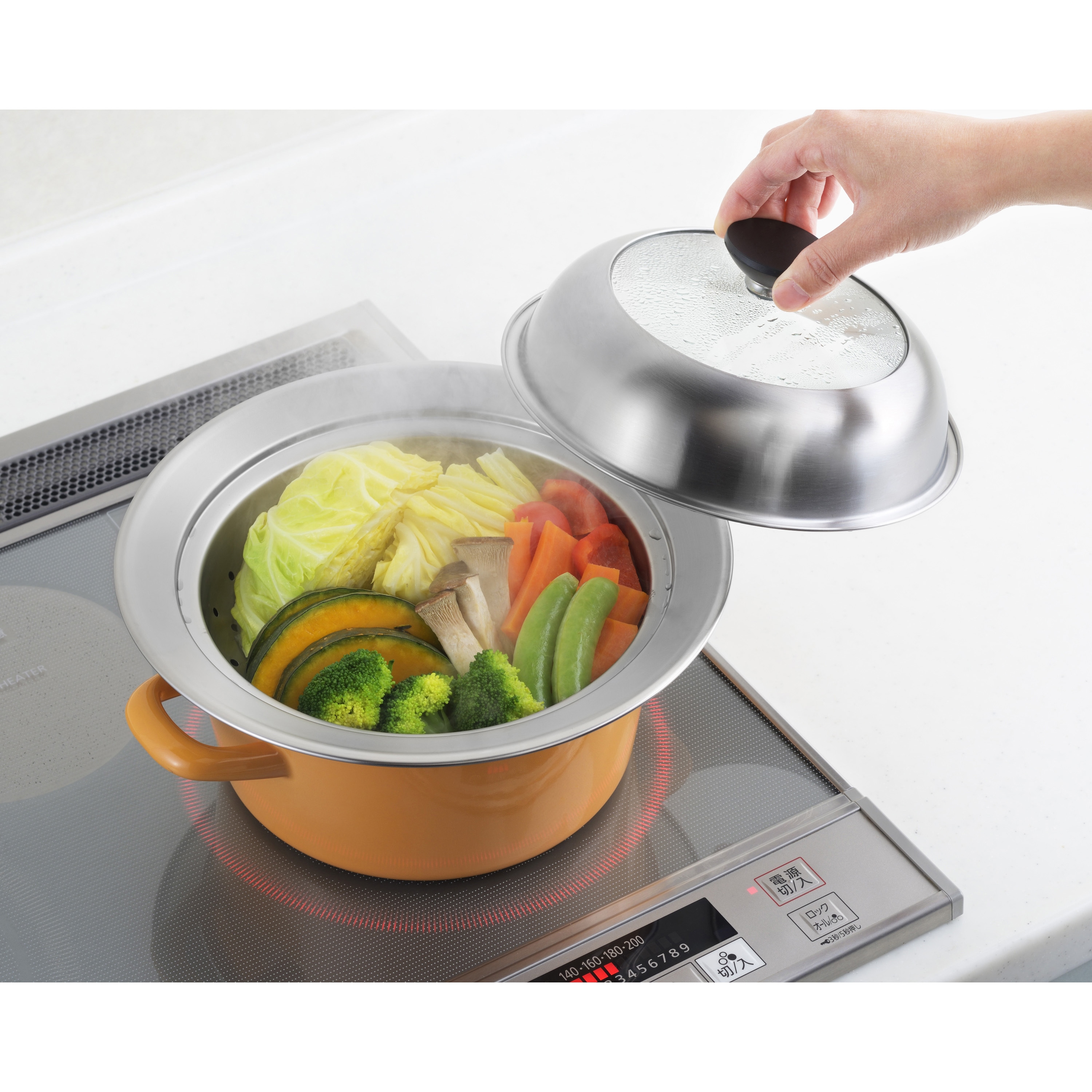 YJ3626 見える!お鍋用蒸し器 ヨシカワ 幅270mm高さ122mm YJ3626